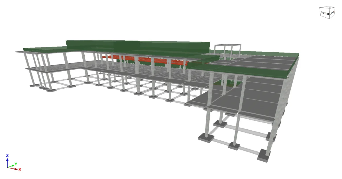 Modelo estructural 3D de la plaza comercial